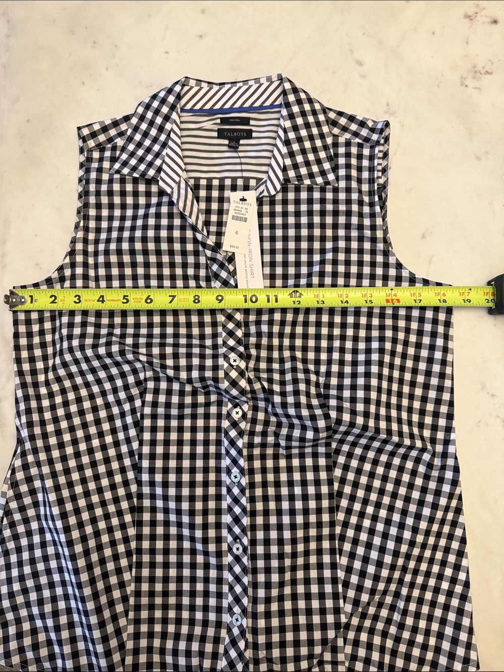 TALBOTS SLEEVELESS NON-IRON PERFECT SHIRT - SUNRISE GINGHAM - Picture 4 of 4